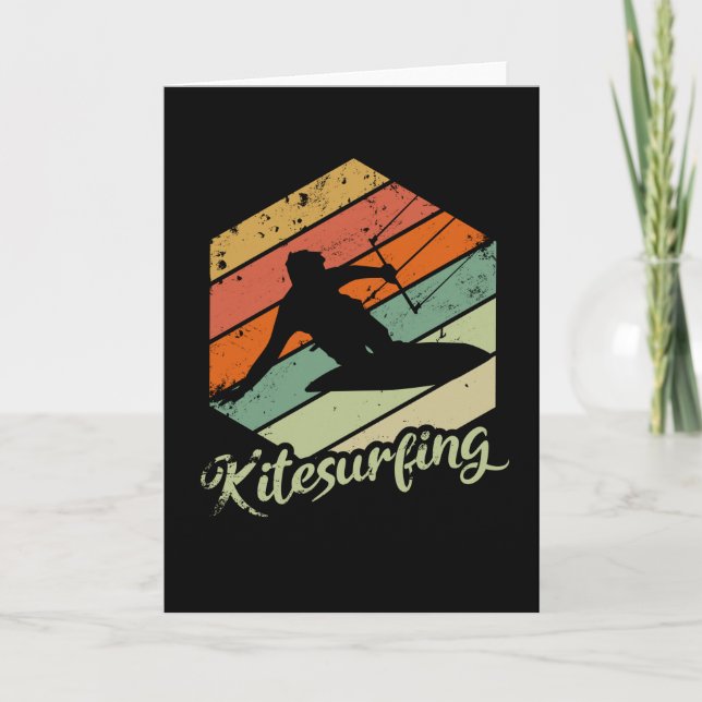 Cartão Kitesurfing Vintage Retro Kite Sunset Gift (Frente)