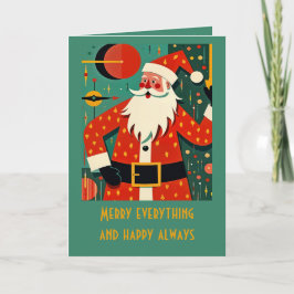 Cartão Kitschmas Papai Noel Moderno de Meados do Século D