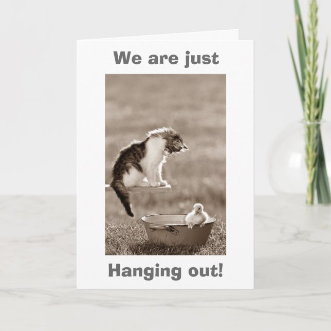 CARTÃO KITTEN/BABY DUCK DIZ "FELIZ ANIVERSÁRIO" (Frente)