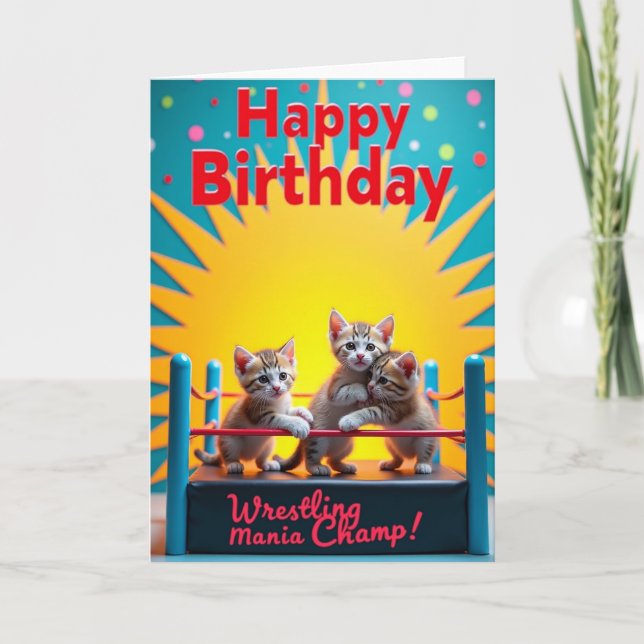 Cartão Kitten Birthday Mania Champ (Frente)