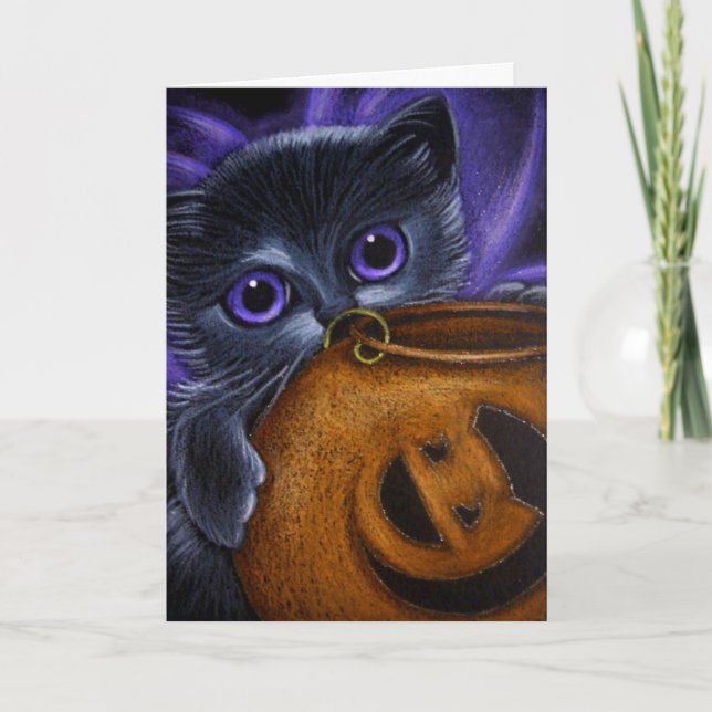 CARTÃO KITTEN CAT HALLOWEEN PUMPKIN BASKET (Frente)