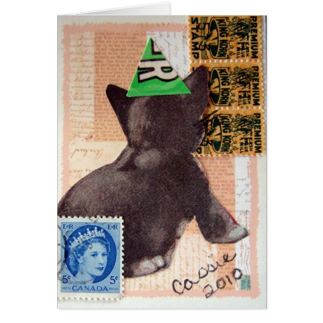 Cartão Kitten em uma Colagem do Chapéu do Partido (Frente)