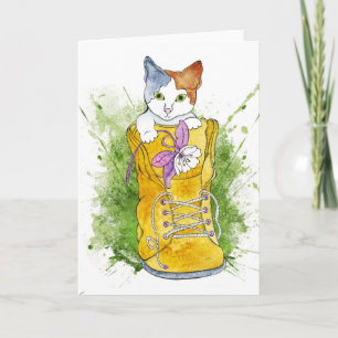 Cartão Kitten no Hiking Boot