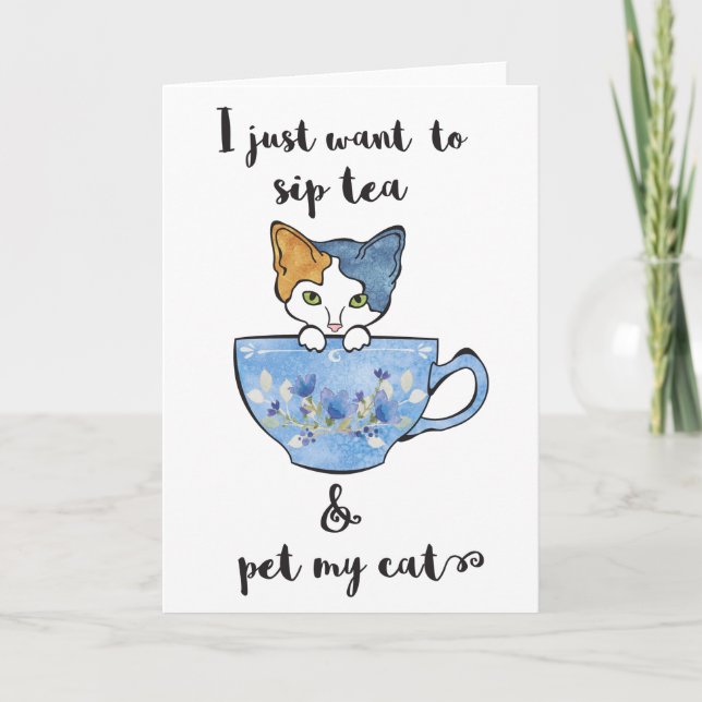 Cartão Kitten no TeaCup (Frente)