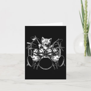 Cartão Kitten Rock Banda Engraçado Drummer Gatinho Gato J