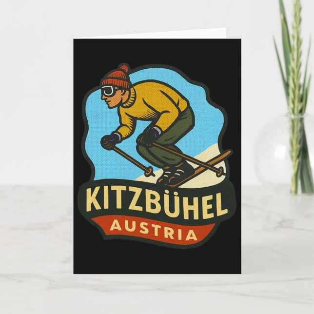 Cartão Kitzbühel Áustria Esqui  (Frente)