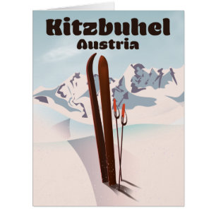 Cartão kitzbuhel poster de esqui austríaco