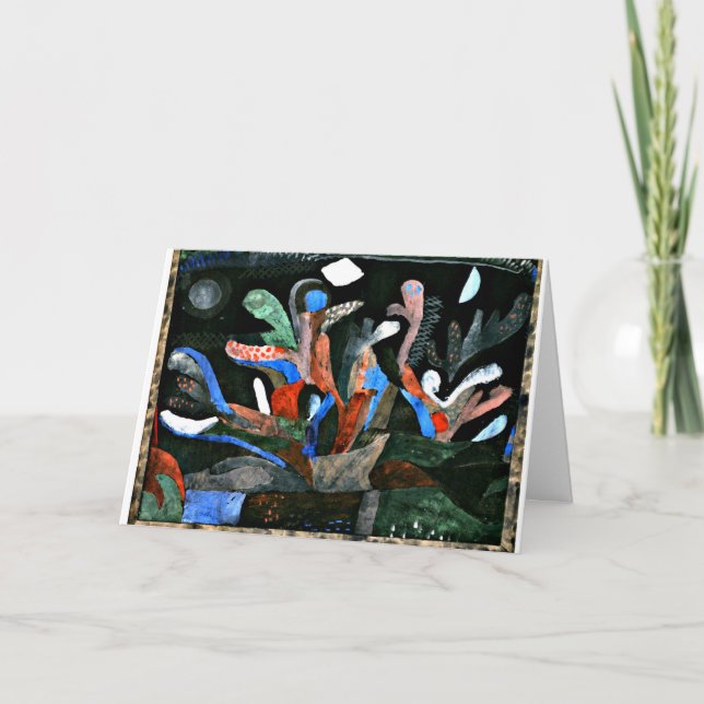 Cartão Klee - Imagem de um Jardim em Cores Escuras (Frente)