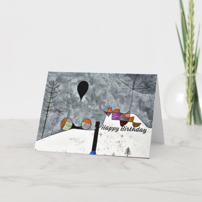 Cartão Klee - Inverno, pintura de Paul Klee, Parabéns (Frente)