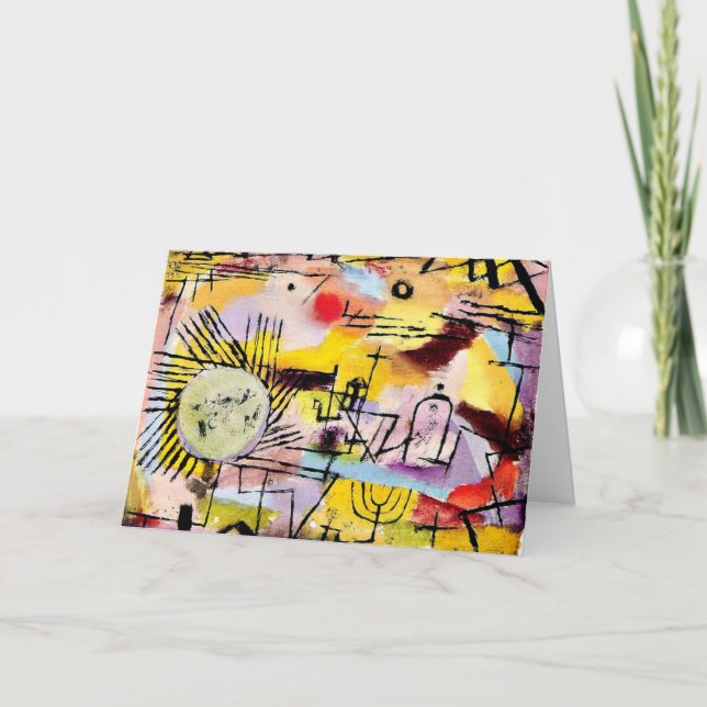 Cartão Klee - Sol Ascensão, pintura famosa, (Frente)