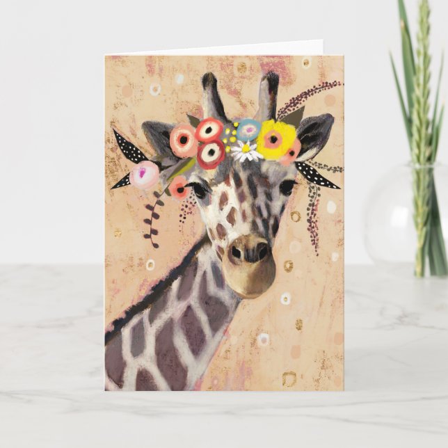 Cartão Klimt Giraffe | Crown Of Flowers (Frente)