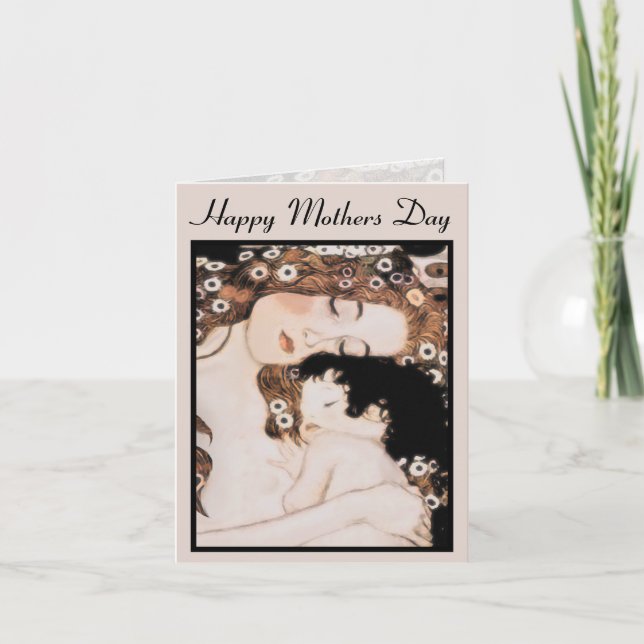 Cartão Klimt Gustav para Mãe e Filho (Frente)