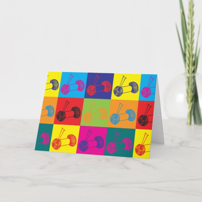 Cartão Knitting Pop Art (Frente)