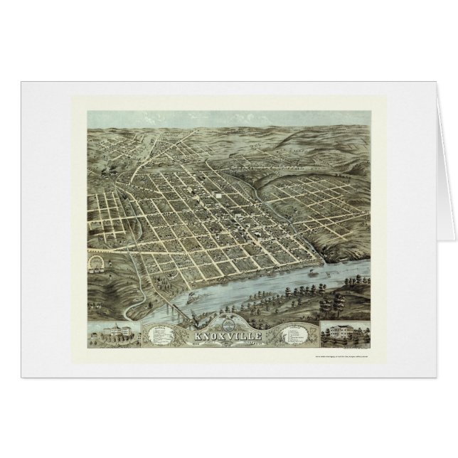 Cartão Knoxville, mapa panorâmico do TN - 1871 (Frente Horizontal)