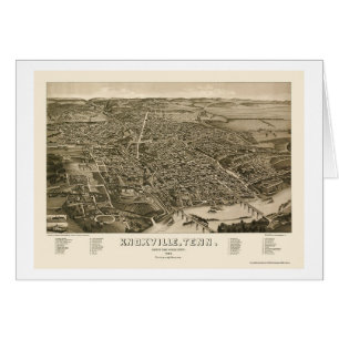 Cartão Knoxville, mapa panorâmico do TN - 1886