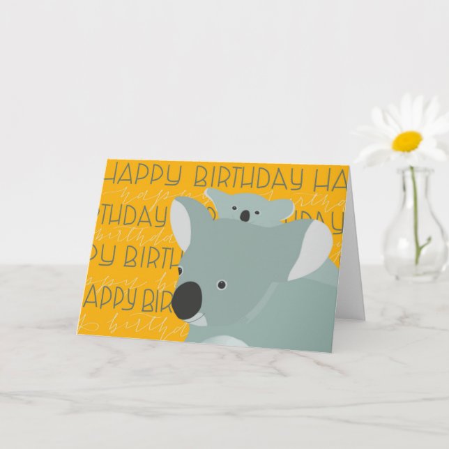 Cartão Koala Birthday (Planta pequena)