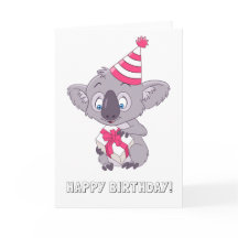 Koala com presente de aniversário