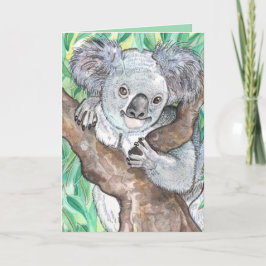 Cartão Koala na pintura em árvore de Eucalyptus