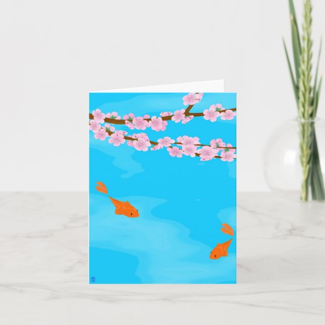 Cartão Koi and Sakura Note Card (Frente)