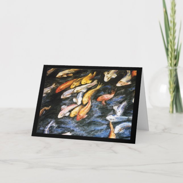 Cartão Koi Fish Pond Art Painting Greeting or Note Cards (Frente)