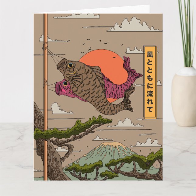 Cartão Koinobori Flui com o Vento (Frente)