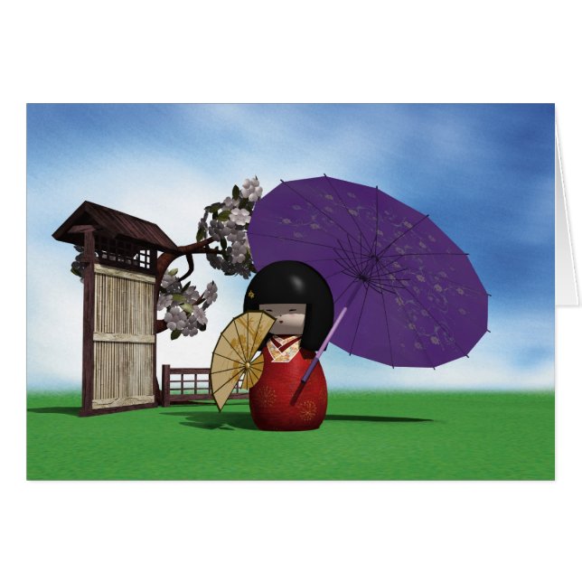 Cartão Kokeshi Doll (Frente Horizontal)