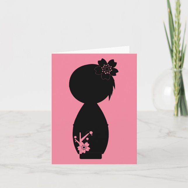 Cartão Kokeshi Sakura Silhouette Note Card (Frente)