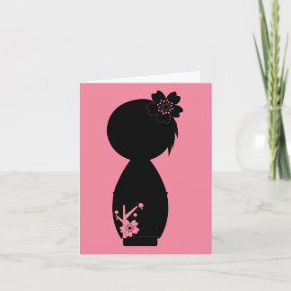 Cartão Kokeshi Sakura Silhouette Note Card