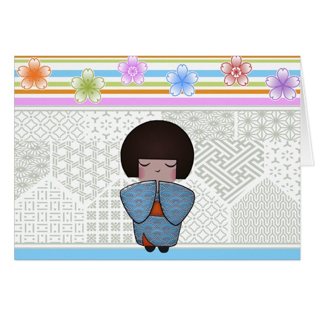 Cartão kokeshi seigai (Frente Horizontal)