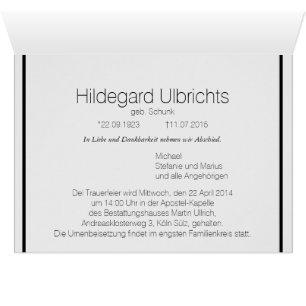 Cartão Kondolenzkarte dezent