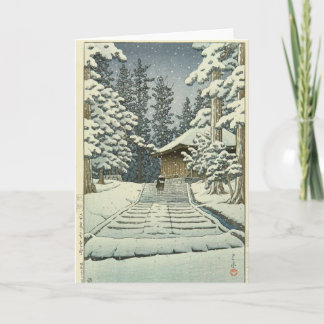 Cartão Konjikido em neve, Hiraizumi por Kawase Hasui