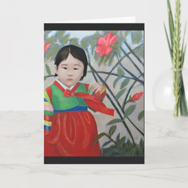 Cartão Korean Girl Greeting Card (Frente)