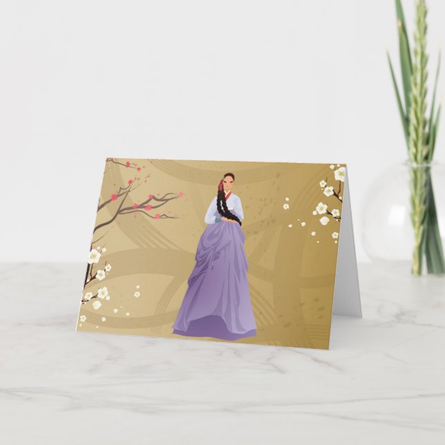 Cartão korean woman wearing a hanbok (Frente)