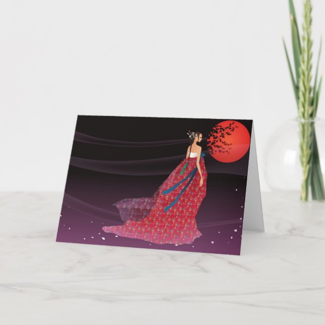 Cartão Korean woman wearing a hanbok (Frente)