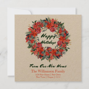 Cartão Kraft Paper Watercolor Wreath from Our New Home