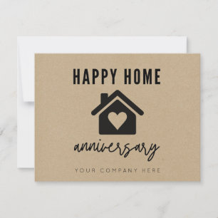 Cartão Kraft Script Feliz Aniversário da Casa