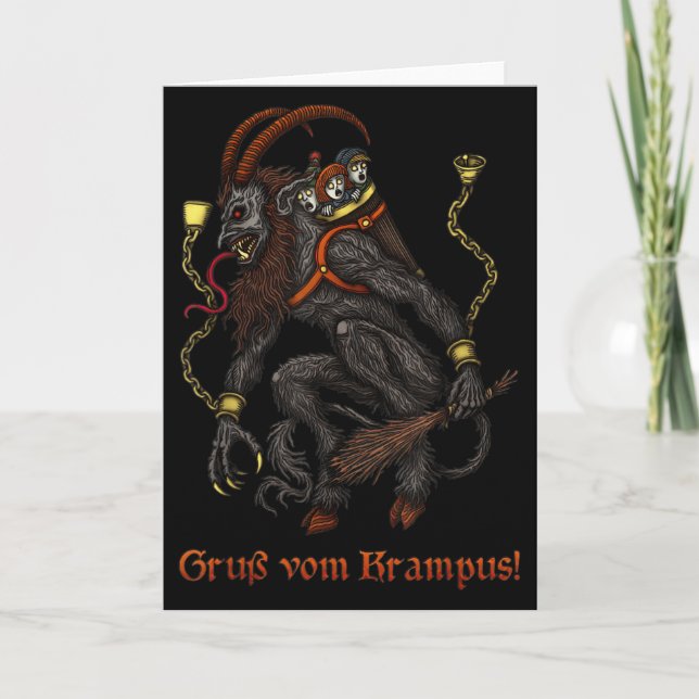 Cartão Krampus Dark Christmas Merry Krampus Holiday Horro (Frente)