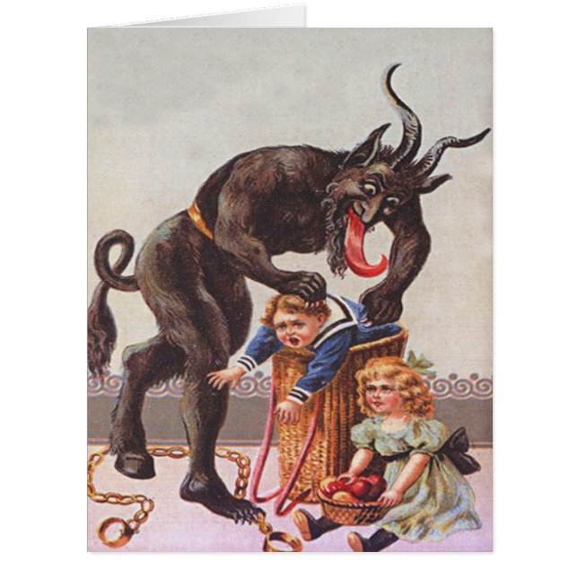Cartão Krampus Kidnapping Children Basket (Frente)