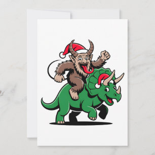 Cartão Krampus Montado Em Um Dinossauro Natal Malvado Do