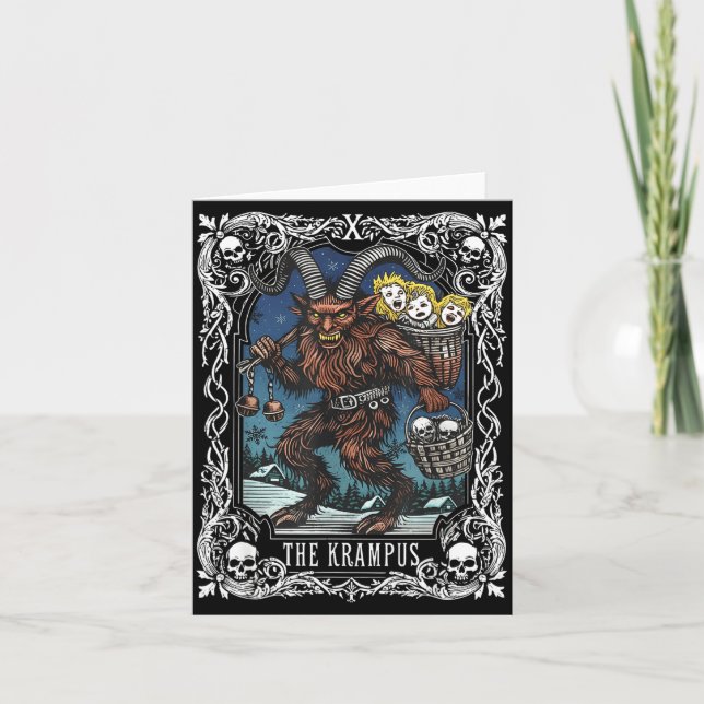 Cartão Krampus Tarot Card Design Christmas Season Evil Pa (Frente)