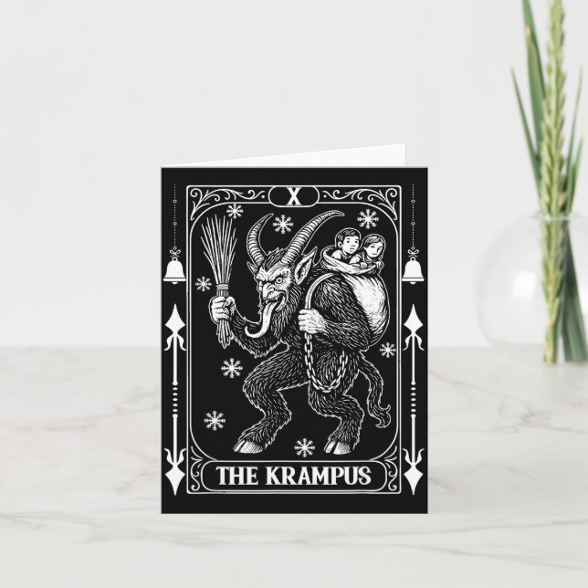 Cartão Krampus Tarot Card Design Christmas Season Evil Pa (Frente)