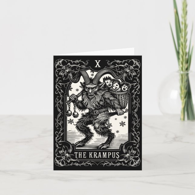 Cartão Krampus Tarot Card Design Christmas Season Evil Pa (Frente)