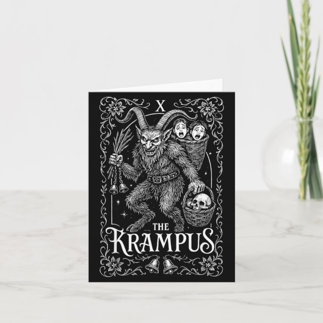 Cartão Krampus Tarot Card Design Christmas Season Evil Pa (Frente)