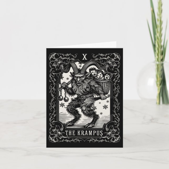 Cartão Krampus Tarot Card Design de Natal Mau Pa (Frente)