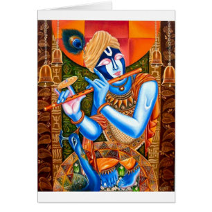 CARTÃO KRISHNA O ABSTRATO DO INDIANO DO JOGADOR DE FLAUTA