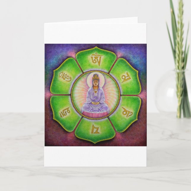Cartão Kuan Yin "Om Mani Padme Hum" Greeting Card (Frente)