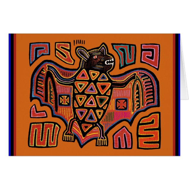 Cartão Kuna Indian Mola Bat (Frente Horizontal)