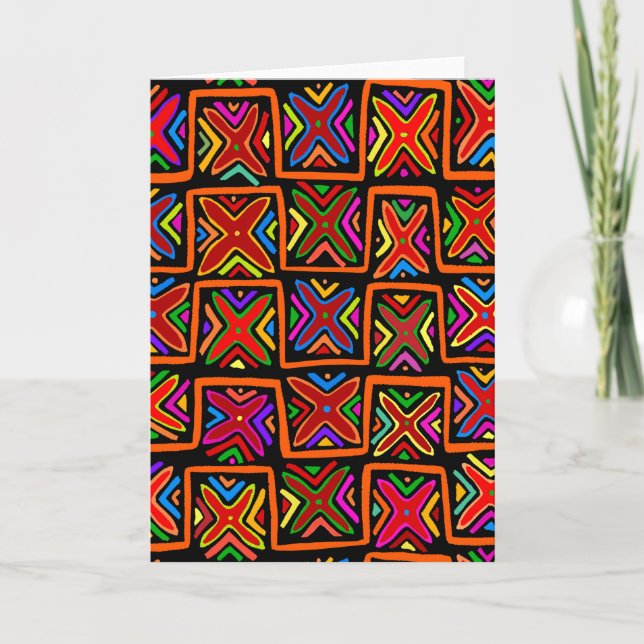 Cartão Kuna Indian Mola Verificação Tribal - Vermelho (Frente)