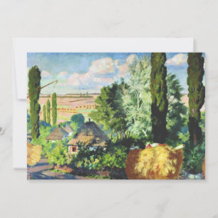 Cartão Kustodiev - Paisagem na Ucrânia,