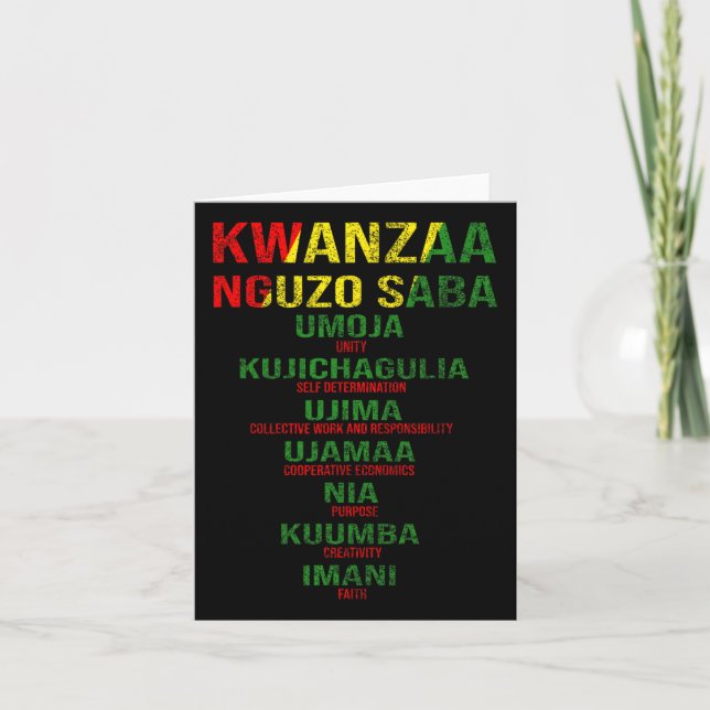 Cartão Kwanzaa - Nguzo Saba Os Sete Princípios Angustiado (Frente)